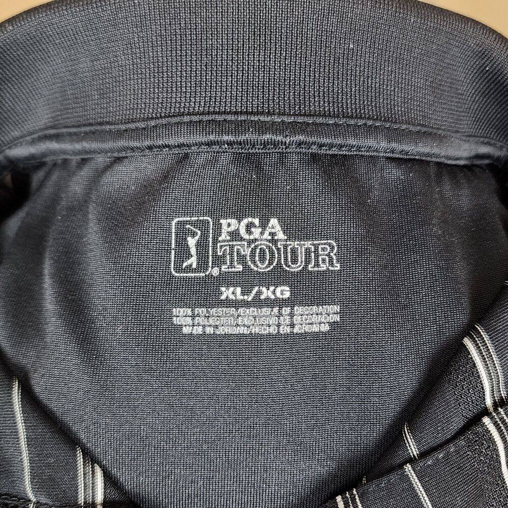 PGA Tour Black and White Striped Polo Shirt Size XL - Picture 4 of 5